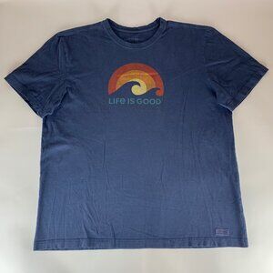 Life Is Good Navy Blue Short Sleeve Crusher Tee Shirt Mens XL